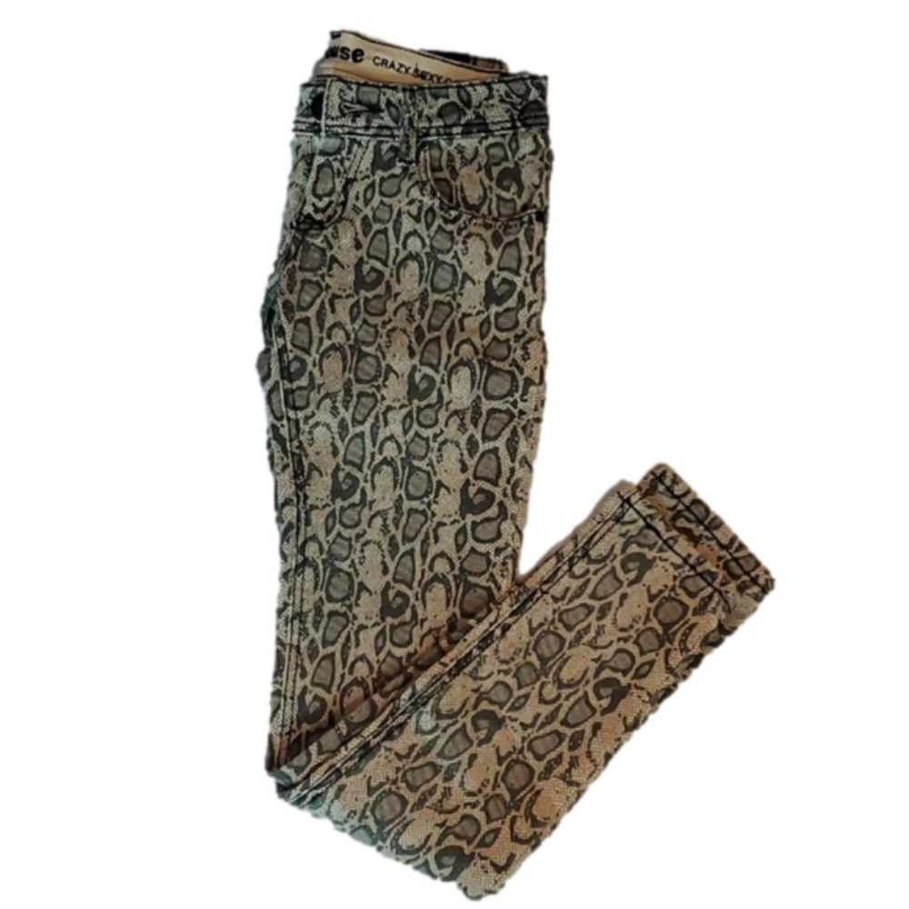 Dollhouse Snake skin Print Tan w/ Rhinestones Jeans